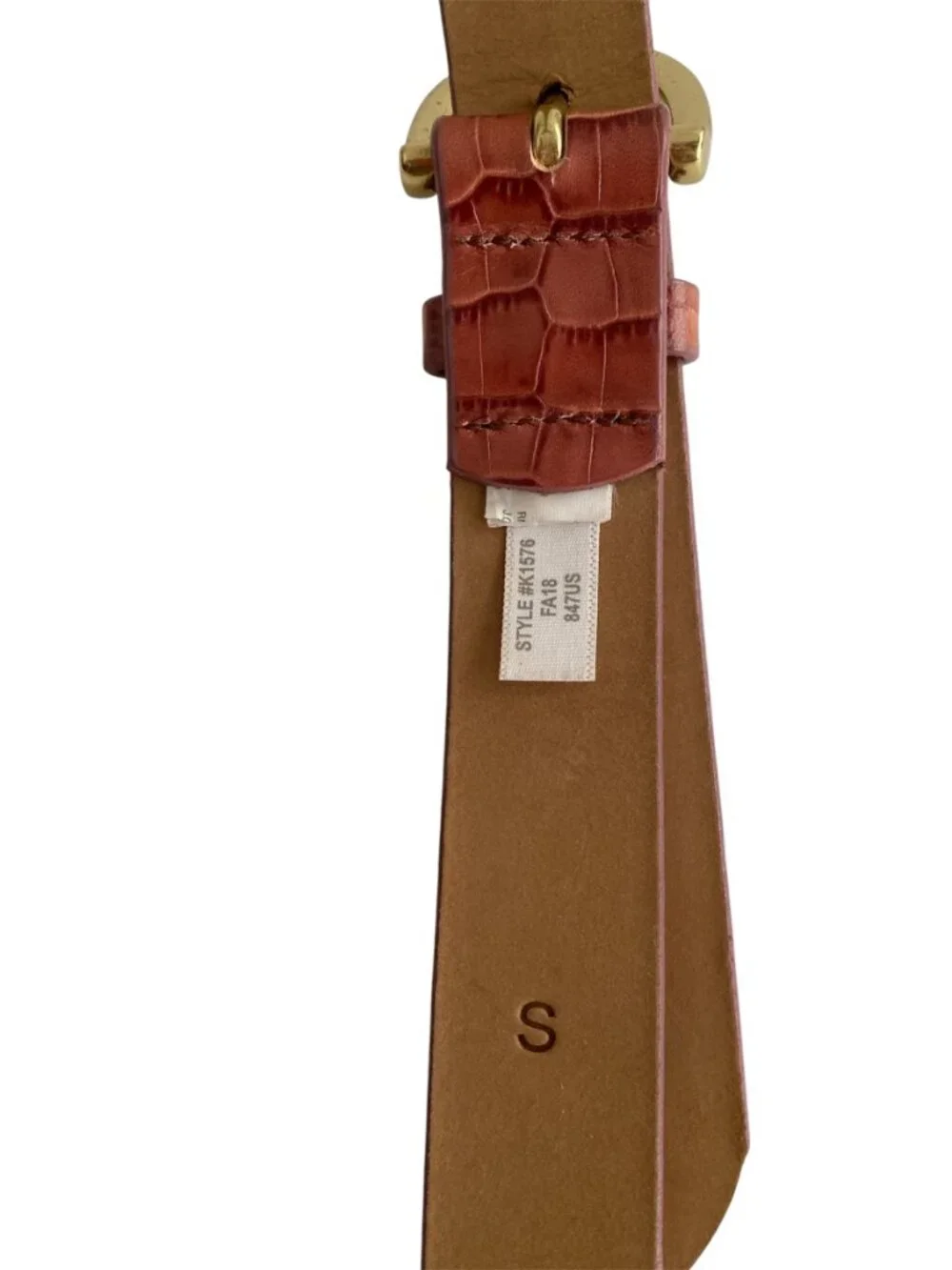 J. Crew Embossed Croc Pink Leather Belt S - Picture 3 of 5